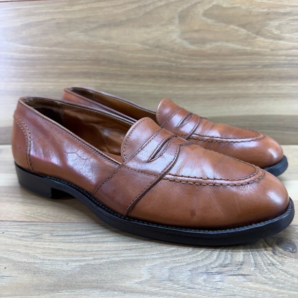 Alden Full Strap Penny Loafers Burnished Tan 8 B/D Leather Dress Business 685